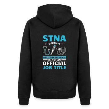 STNA Certified Nursing Assistant - Unisex Premium Organic Zip Hoodie - black - Back - Nico (187cm)