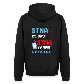STNA Certified Nursing Assistant - Unisex Premium Organic Zip Hoodie - black - Back - Nico (187cm)
