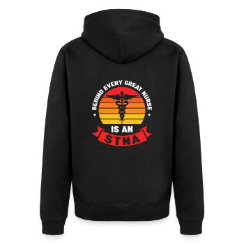 STNA Certified Nursing Assistant - Unisex Premium Organic Zip Hoodie - black - Back - Nico (187cm)
