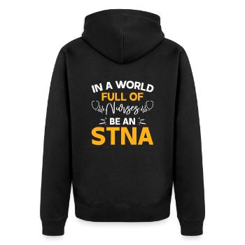 STNA Certified Nursing Assistant - Unisex Premium Organic Zip Hoodie - black - Back - Nico (187cm)