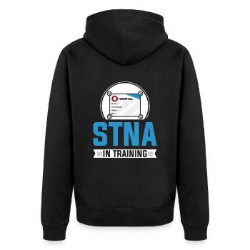 STNA Certified Nursing Assistant - Unisex Premium Organic Zip Hoodie - black - Back - Nico (187cm)
