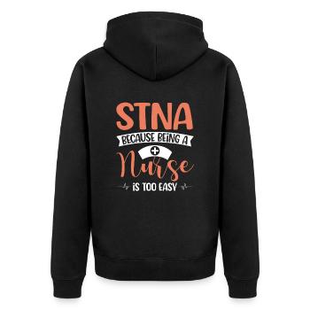 STNA Certified Nursing Assistant - Unisex Premium Organic Zip Hoodie - black - Back - Nico (187cm)