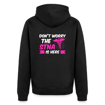 STNA Certified Nursing Assistant - Unisex Premium Organic Zip Hoodie - black - Back - Nico (187cm)