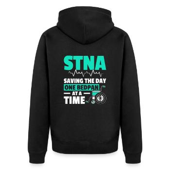 STNA Certified Nursing Assistant - Unisex Premium Organic Zip Hoodie - black - Back - Nico (187cm)