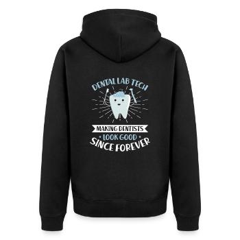 Dental technician Dental technician - Unisex Premium Organic Zip Hoodie - black - Back - Nico (187cm)