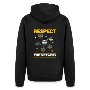 Netzwerkadministrator Systemadministrator Netzwerk - Unisex Premium Bio Zip Hoodie - Schwarz - Hinten - Nico (187cm)