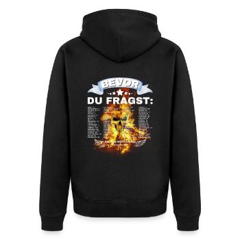 Bevor Du Fragst Nein Totenkopf International Nein - Unisex Premium Bio Zip Hoodie - Schwarz - Hinten - Nico (187cm)