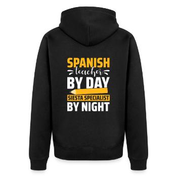 Spanish Teacher Maestra Bilingual Teacher - Unisex Premium Organic Zip Hoodie - black - Back - Nico (187cm)