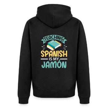 Spanish Teacher Maestra Bilingual Teacher - Unisex Premium Organic Zip Hoodie - black - Back - Nico (187cm)