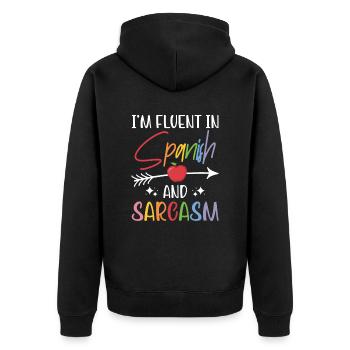 Spanish Teacher Maestra Bilingual Teacher - Unisex Premium Organic Zip Hoodie - black - Back - Nico (187cm)