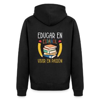 Spanischlehrerin Maestra Bilinguale Lehrerin - Unisex Premium Bio Zip Hoodie - Schwarz - Hinten - Nico (187cm)