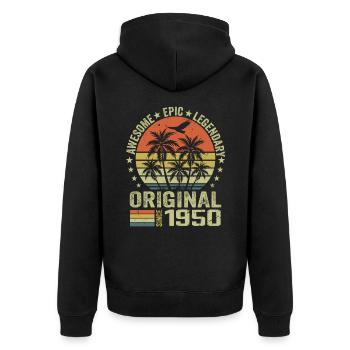 Fête D'anniversaire 1950 Millésime 1950 Rétro 1950 - Veste à capuche bio Premium Unisexe - noir - Dos - Nico (187cm)