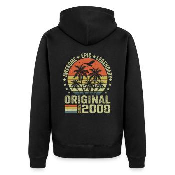 Birthday Party 2008 Vintage 2008 Retro 2008 - Unisex Premium Organic Zip Hoodie - black - Back - Nico (187cm)