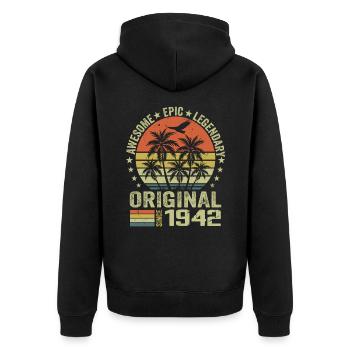 Birthday Party 1942 Vintage 1942 Retro 1942 - Unisex Premium Organic Zip Hoodie - black - Back - Nico (187cm)