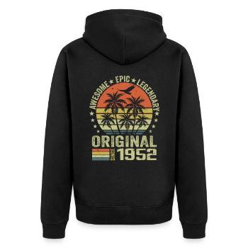 Fête D'anniversaire 1952 Millésime 1952 Rétro 1952 - Veste à capuche bio Premium Unisexe - noir - Dos - Nico (187cm)