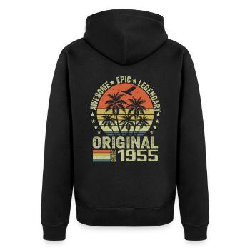Fête D'anniversaire 1955 Millésime 1955 Rétro 1955 - Veste à capuche bio Premium Unisexe - noir - Dos - Nico (187cm)