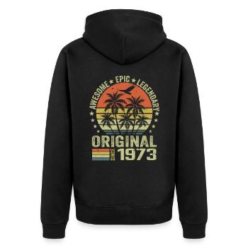 Fête D'anniversaire 1973 Millésime 1973 Rétro 1973 - Veste à capuche bio Premium Unisexe - noir - Dos - Nico (187cm)