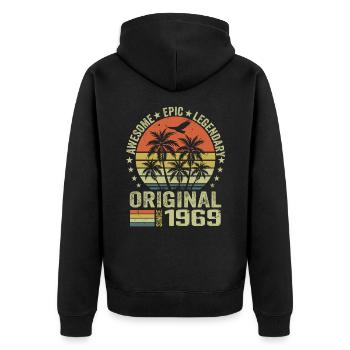 1969 Birthday Party Vintage 1969 Retro 1969 - Unisex Premium Organic Zip Hoodie - black - Back - Nico (187cm)