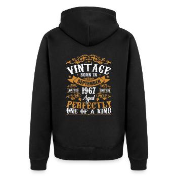 1967 September 1967 57th Birthday Gift 1967 - Unisex Premium Organic Zip Hoodie - black - Back - Nico (187cm)