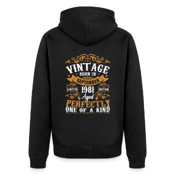 1981 September 1981 43rd Birthday Gift 1981 - Unisex Premium Organic Zip Hoodie - black - Back - Nico (187cm)