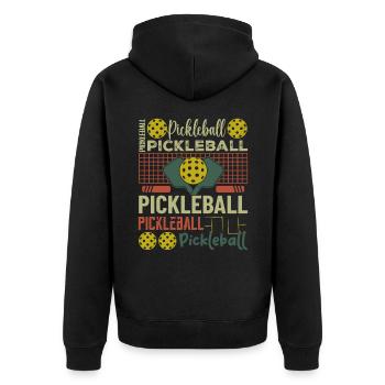 Teen Pickleball Ball Court Paddel Lustige Picklebal - Unisex Premium Bio Zip Hoodie - Schwarz - Hinten - Nico (187cm)