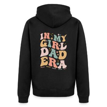 In My Girl Dad Era Funny Girl Dads Club - New Dad - Unisex Premium Organic Zip Hoodie - black - Back - Nico (187cm)