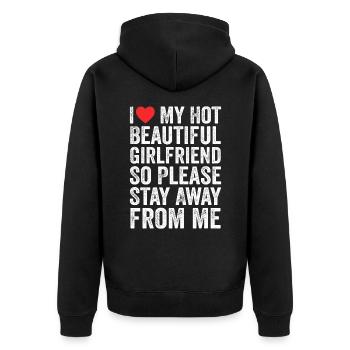I Love My Hot Beautiful Girlfriend - Unisex Premium Organic Zip Hoodie - black - Back - Nico (187cm)