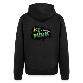 Joy is the new Punk - Unisex Premium Bio Zip Hoodie - Schwarz - Hinten - Nico (187cm)