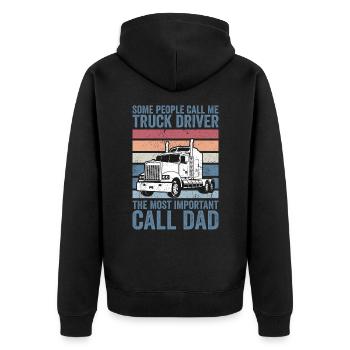 some people call me truck driver - Unisex Premium Organic Zip Hoodie - black - Back - Nico (187cm)