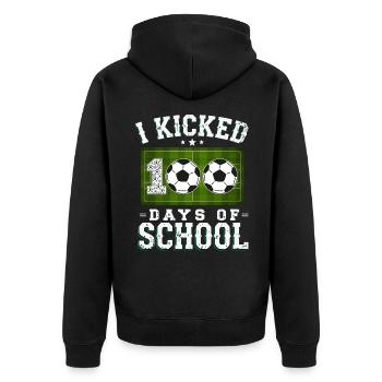 I Kicked 100 Days Of School Soccer 100th Day Boys - Veste à capuche bio Premium Unisexe - noir - Dos - Nico (187cm)