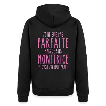 Nicht perfekt, aber ich bin ein Monitor - Unisex Premium Bio Zip Hoodie - Schwarz - Hinten - Nico (187cm)