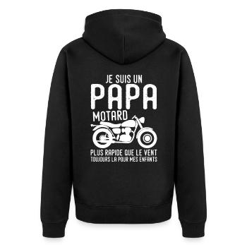 Biker Dad,Motorcycle,Father's Day Gift - Unisex Premium Organic Zip Hoodie - black - Back - Nico (187cm)