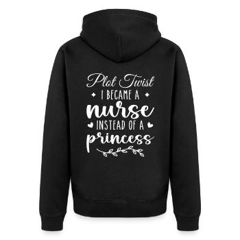Krankenschwester Nicht Prinzessin Lustige Krankenschwester für Frauen, Mädchen - Unisex Premium Bio Zip Hoodie - Schwarz - Hinten - Nico (187cm)