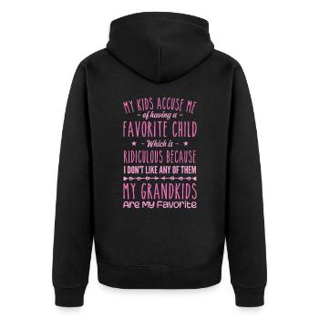 Meine Enkelkinder sind meine Lieblingsgroßmutter Oma - Unisex Premium Bio Zip Hoodie - Schwarz - Hinten - Nico (187cm)