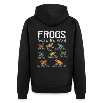Frösche auf der ganzen Welt - Arten von Fröschen - Unisex Premium Bio Zip Hoodie - Schwarz - Hinten - Nico (187cm)