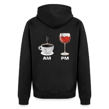 Coffee Wine Espresso Red Wine Wine Glass Gift - Unisex Premium Organic Zip Hoodie - black - Back - Nico (187cm)