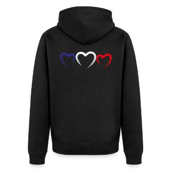 Flag France French Heart Travel - Unisex Premium Organic Zip Hoodie - black - Back - Nico (187cm)