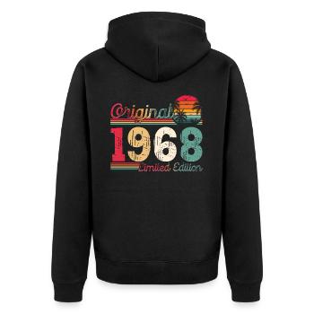 Né en 1968 55ème anniversaire Cadeau homme / femme - Veste à capuche bio Premium Unisexe - noir - Dos - Nico (187cm)