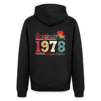 Born 1978 45th birthday Gift man/ woman - Unisex Premium Organic Zip Hoodie - black - Back - Nico (187cm)