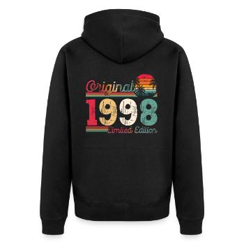 Né 1998 25ème anniversaire Cadeau homme / femme - Veste à capuche bio Premium Unisexe - noir - Dos - Nico (187cm)