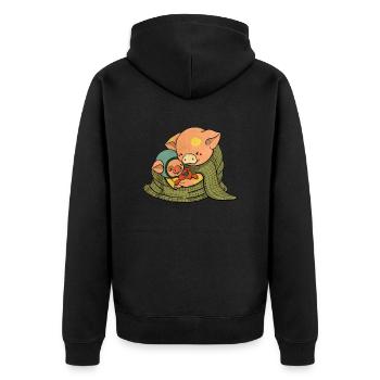 Mère cochon et porcelet - Veste à capuche bio Premium Unisexe - noir - Dos - Nico (187cm)