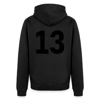 Cool Number 13 - 13 Years Old 13th Birthday Gift - Unisex Premium Organic Zip Hoodie - black - Back - Nico (187cm)