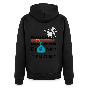Raucher Nachwuchs erben früher - Unisex Premium Bio Zip Hoodie - Schwarz - Hinten - Nico (187cm)