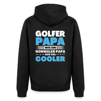 Golfer Papa wie ein normaler nur viel cooler - Unisex Premium Bio Zip Hoodie - Schwarz - Hinten - Nico (187cm)