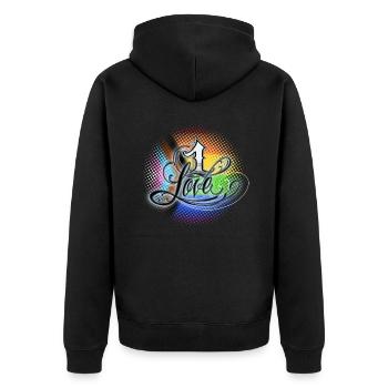 One love pride - Unisex Premium Organic Zip Hoodie - black - Back - Nico (187cm)