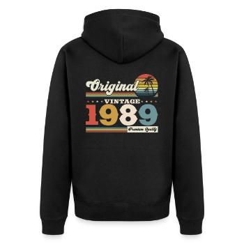 Original 1989 Millésime 1989 35ème anniversaire 1989 - Veste à capuche bio Premium Unisexe - noir - Dos - Nico (187cm)