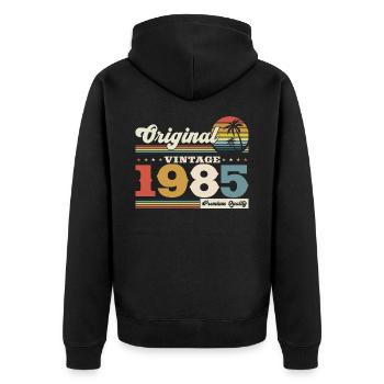 Original 1985 Vintage 1985 Birthday 1985 - Unisex Premium Organic Zip Hoodie - black - Back - Nico (187cm)
