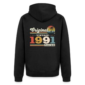 Original 1991 Vintage 1991 Birthday 1991 - Unisex Premium Organic Zip Hoodie - black - Back - Nico (187cm)