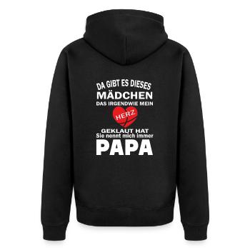 Geburt Kinder Vater Familie Herz Mädchen Papa - Unisex Premium Bio Zip Hoodie - Schwarz - Hinten - Nico (187cm)
