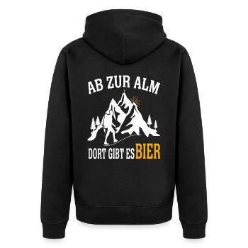 Ab Zur Alm Wanderer Berge Natur Wandern Natur See - Unisex Premium Bio Zip Hoodie - Schwarz - Hinten - Nico (187cm)